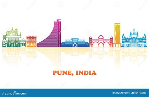 Colourfull Skyline Panorama Of City Of Merida, Yucatan, Mexico Cartoon ...