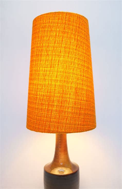 Retro Lampshade, Original Fabric, Extra Tall Conical, 60s/70s Orange ...