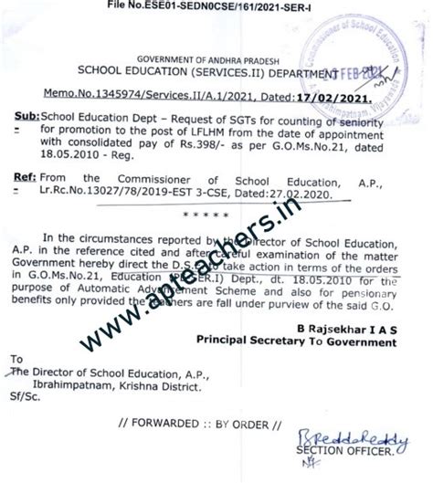 Clarification on AAS for 398 Spl Teachers Promoted as PSHM Memo 13027 ...