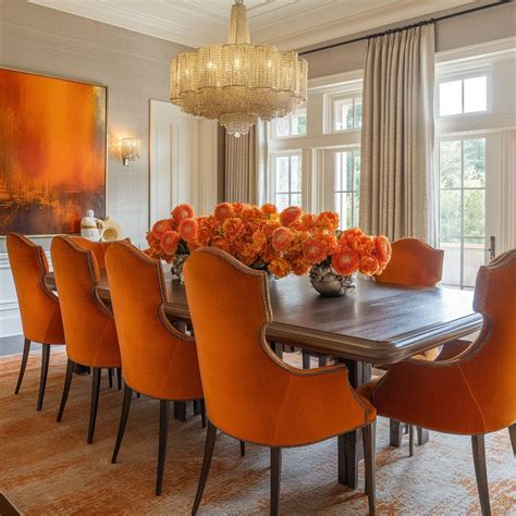 Orange Dining Room Ideas | Orange dining room, Gold dining room ...