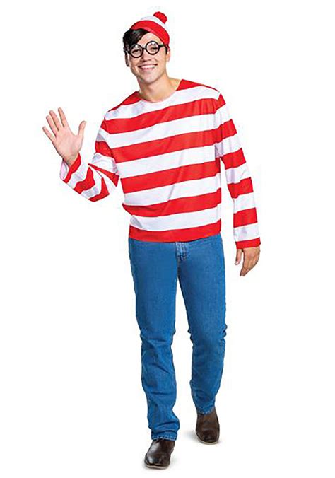 Where's Waldo Striped Adult Waldo Costume