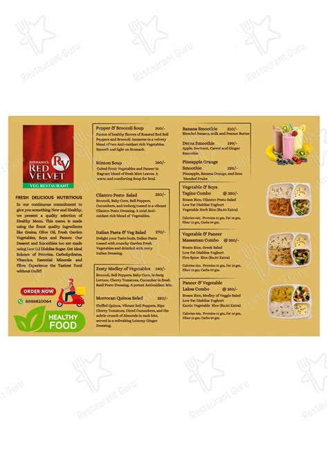 Menu at Indiana's Red Velvet Veg Restaurant, Aurangabad
