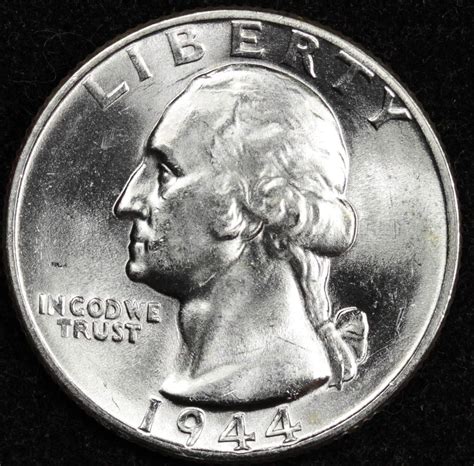 1944 No Mint Mark Silver Washington Quarter - Mint State Quality ...