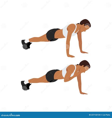 Plank Shoulder Taps Exercise. Flat Vector Illustration | CartoonDealer ...