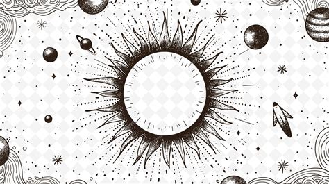 Premium PSD | Png celestial frame art with sun and planet decorations border f illustration ...