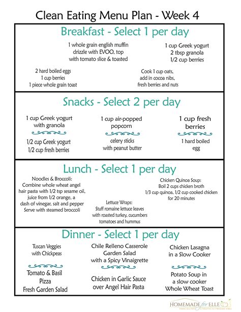 Printable Clean Eating Meal Plan