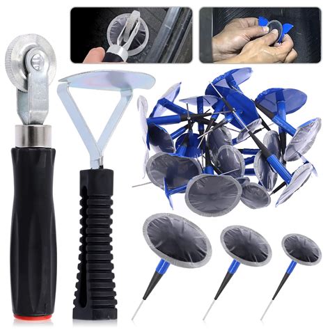 Glarks 26Pcs Tire Repair Patch Tool Kit Including 1Pc Tire Patch Roller, 1Pc Tire Inner Liner ...