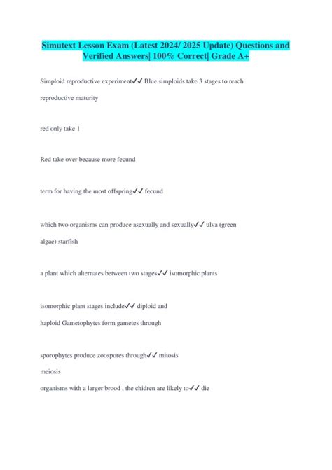 Simutext Lesson Exam (Latest 2024/ 2025 Update) Questions and Verified ...