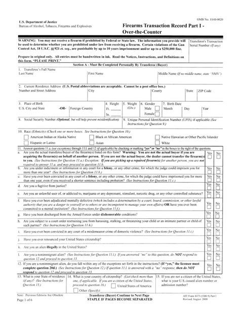 2008 Form ATF 4473 - Fill Out, Sign & Share Online | pdfFiller