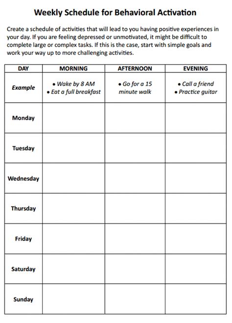 Image result for Behavioral Activation Tracking Sheet