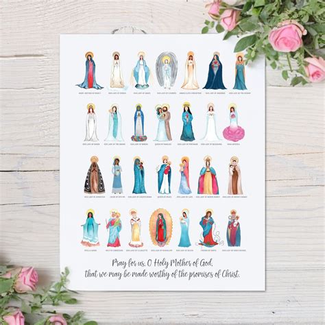 Titles of Mary 8x10 Art Print - Our Lady of Mount Carmel, Our Lady of ...