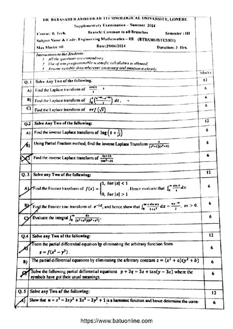 2024 regular question paper - DR. HABASAHER AMBEDKAR TECHNOLOGICAL ...