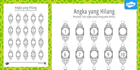 Lembar Aktivitas Melengkapi Angka yang Hilang (teacher made)