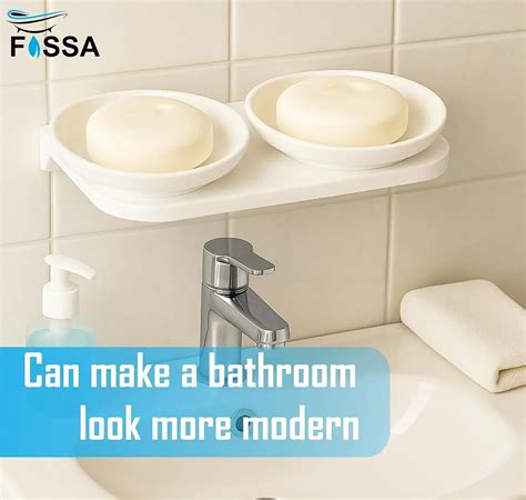 Ceramic Dual Soap Dish – Wall Mounted Holder for Bathroom & Kitchen ...