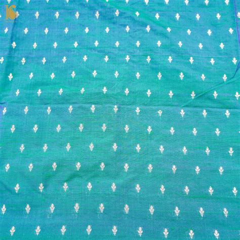 Handloom Blue Pure Raw Silk Banarasi Fabric – Khinkhwab