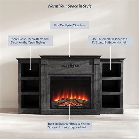 Della Electric Faux Fireplace TV Stand Mantel Heater, Entertainment ...