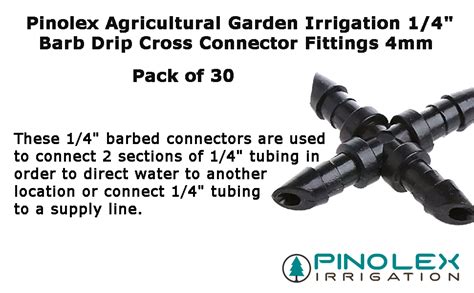 Pinolex Agricultural Garden Irrigation 1/4" Barb Drip CROSS Connector ...