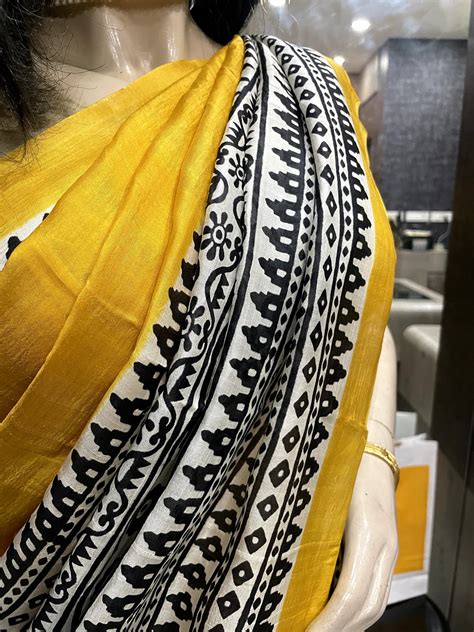 SP24A151 Yellow Black Pure Bishnupuri Silk Saree – Paarijaatham.com