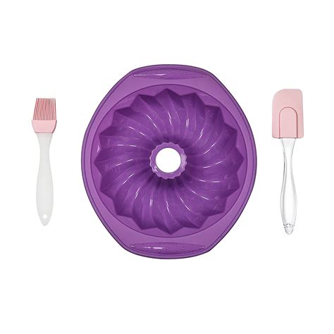 Premium Silicone Bundt Pan w/ Brush and Spatula Random Color N3 free ...