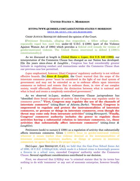 Handout US v Morrison - UNITED STATES V. MORRISON HTTPS:WWW.QUIMBEE ...