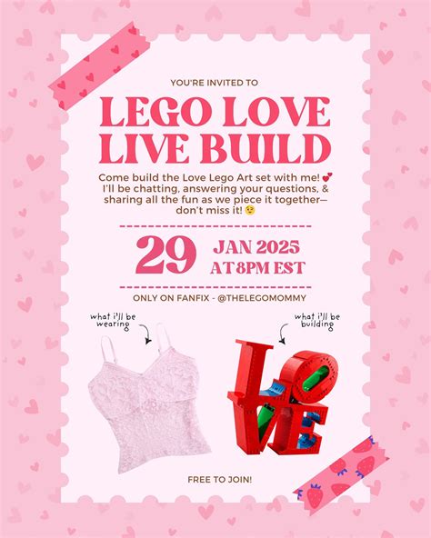 Justine Fisher | The Lego Mommy | TOMORROW! Watch me start building the Lego Love set, chat with ...