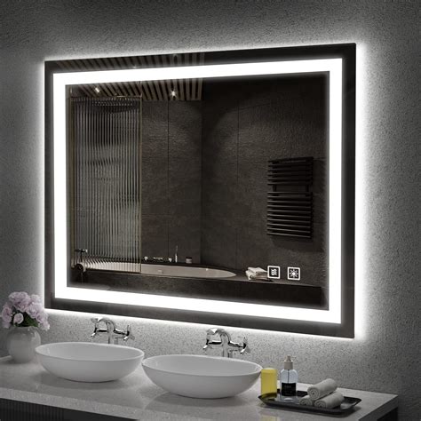 SHUAFA LED Mirror for Bathroom, 48x36 Inch Backlit + Front Lighted ...