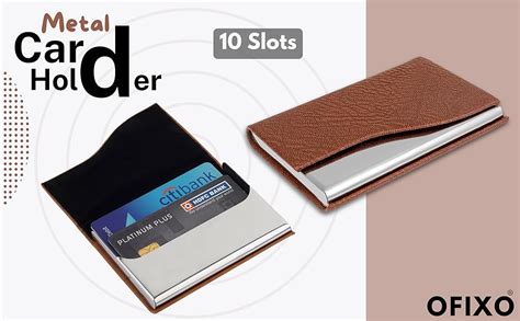 OFIXO eather Business Card Holder Card Name ID Credit Card Wallet ...