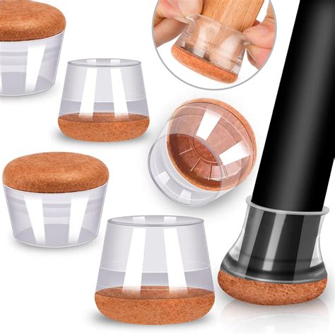 16 Pcs Chair Leg Floor Protectors with Wrapped Felt Bottom, Silicone ...