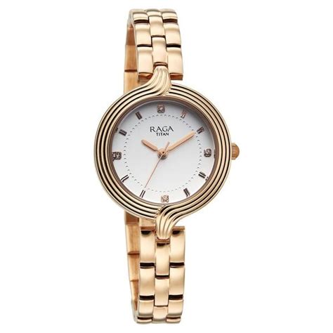 Buy Online Titan Raga Showstopper Quartz Analog White Dial Rose Gold ...