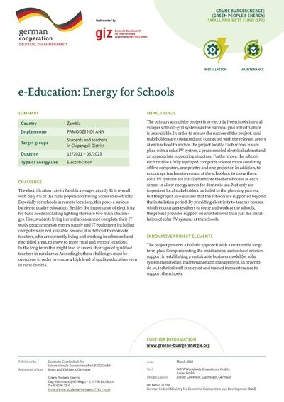 E-Education: Energy for Schools - energypedia