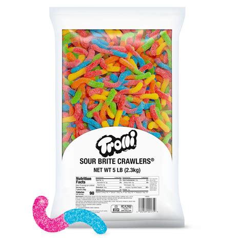 Trolli Sour Brite Crawlers Candy, Gummy Worms Sour Candy, 5 Pound Bulk ...