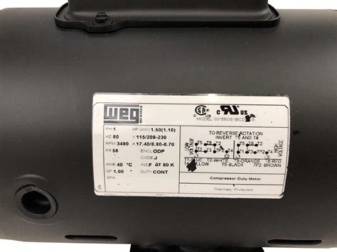 New WEG 1.5HP Electric Motor Fan Pump Compressor General purpose 56 ...