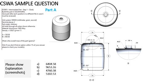 SolidWorks CSWA Practice Problems 的图像结果