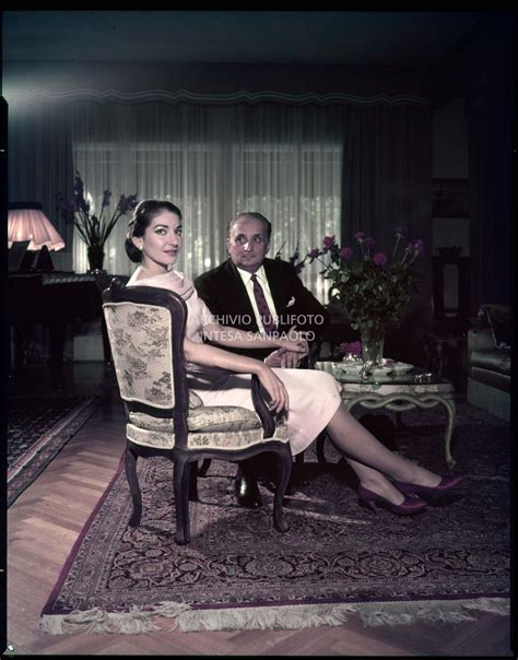 Maria Callas and her husband Giovanni Battista Meneghini posing in the ...