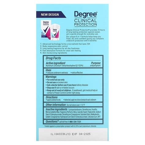 Degree, Clinical Protection, 5 In 1 Protection, Antiperspirant ...