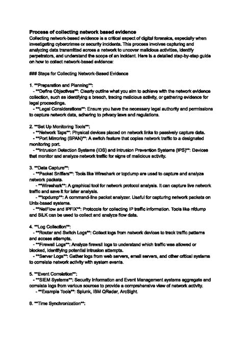 Network based evidence - This process involves capturing and analyzing ...