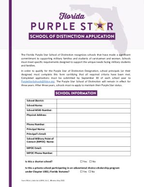 Fillable Online Purple Star School of Distinction Application Fax Email ...