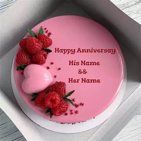 Love Shape Anniversary Cake With Name