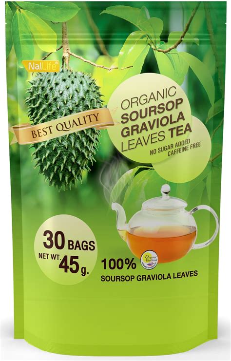 Amazon.com : Premium Soursop Tea Bags. Made from Pure Soursop Graviola Leaves (30 Bags) Hoja ...
