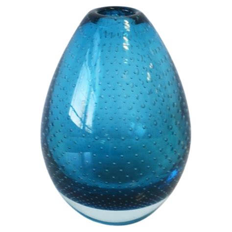 Mid-Century Blue Glass Vase at 1stDibs