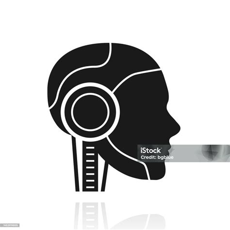 Vetores de Cabeça De Robô De Perfil Ícone Com Reflexo No Fundo Branco e ...