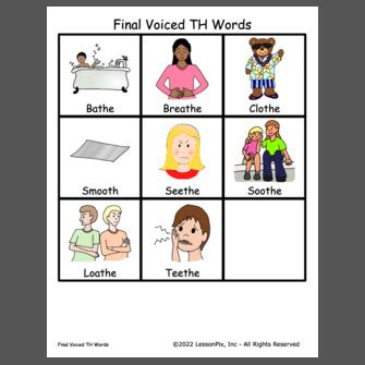 Final Voiced TH Words