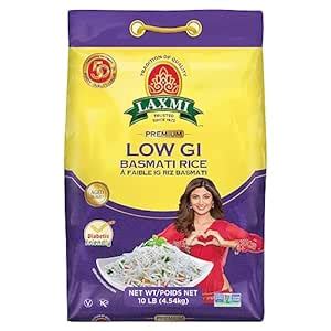 Laxmi Diabetic Friendly Basmati Rice w/ Lower G.I. Index Value - 10lb ...