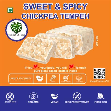 Buy Sweet & Spicy Chickpea Tempeh Online | 200g – TEMPEHCHENNAI