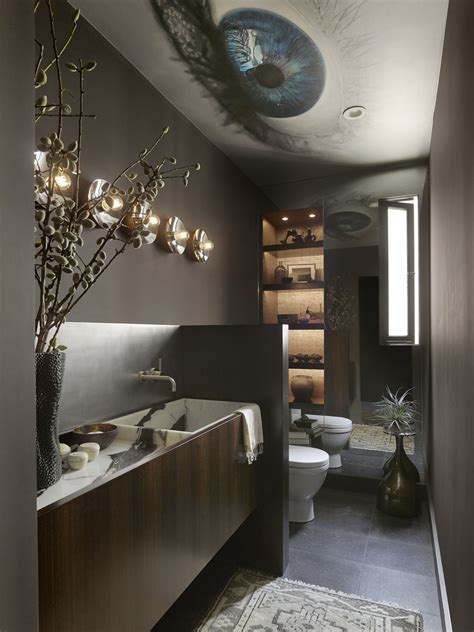 Moody powder room, featuring our custom vanity and sink. | Beautiful ...