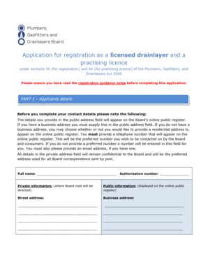 Fillable Online BApplicationb for registration as a licensed drainlayer ...