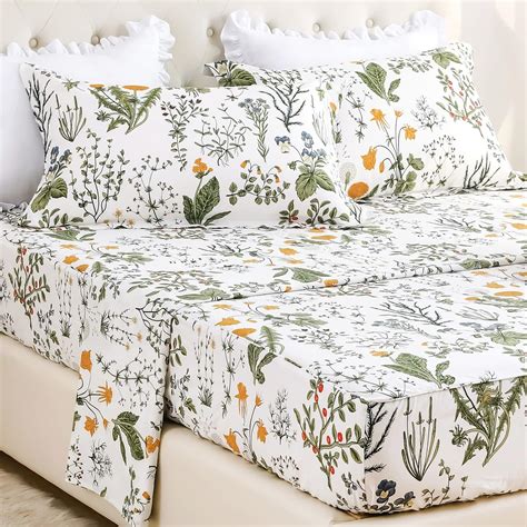 Amazon.com: Lady Ann 100% Cotton Floral Queen Size Sheet Sets - Yellow ...