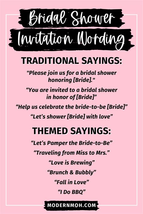 Bridal shower invitation wording must have details and examples – Artofit