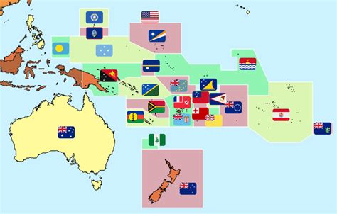 Oceania Flags Countries Australia And Oceania Political & Physical