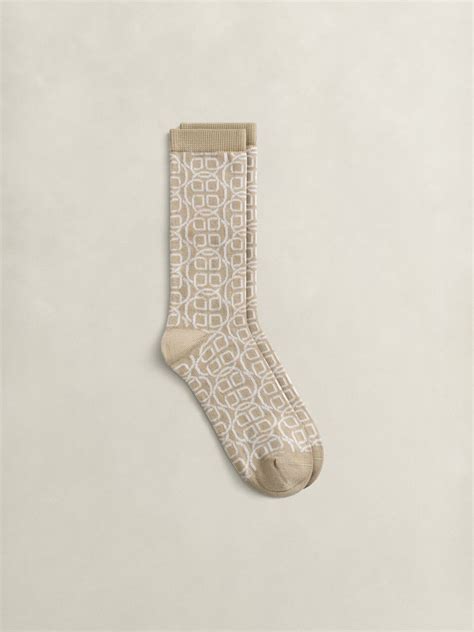 Shop Gant Women Beige Printed Monogram Socks - Gant India